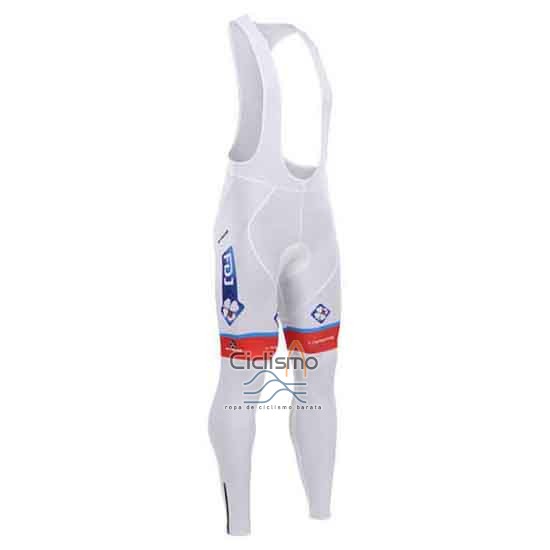 Fdj Ropa Ciclismo Culotte Largo 2015 Mangas Largas Blanco y Azul